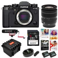 Fujifilm X-T3 4K 26.1MP Mirrorless Digital Camera w/XF18-55mm Lens Kit + Rode VideoMic GO + 32GB SF-G Series UHS-II & Hard Case Bundle