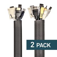 UT Wire UTW-FCW12-BK 12-Feet Flexi Cable Wrap, Black | 2 Pack