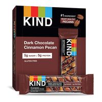 KIND Bars, Dark Chocolate Cinnamon Pecan, Gluten Free, Low Sugar, 1.4oz, 12 Count