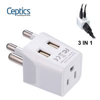 South Africa, Botswana Travel Adapter Plug by Ceptics with Dual USB + USA Input - Type M - Ultra Compact - Safe Grounded Perfect for Cell Phones, Laptops, Camera Chargers and More (CTU-10L) (Renewed)