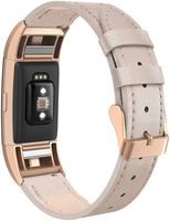 SWEES Leather Bands Compatible Charge 2 Small (5.6" - 7.5"), Genuine Leather Replacement Wristband with Metal Connectors for Women, Black, Beige, Brown, Grey, Rose Gold, Champagne