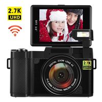 Digital Camera Vlogging Camera 24MP Ultra HD 2.7K WiFi YouTube Camera 3.0 Inch 180 Degree Rotation Flip Screen Camera Retractrable Flashlight