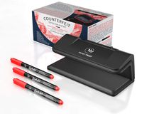Counterfeit Bill Detector System with Ultraviolet Light and 3 Detector pens by MoneyTrust Used to Verify documents with UV Light Security Features and detect Counterfeit Bills