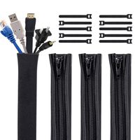 Kootek 4 Pack Cable Management Sleeve with 10 Pieces Cable Tie, 19.5 inch Cord Organizer Cable Wrap Wires Cover Sleeves Wraps Wire Hider System with Zipper for TV Computer PC Desk Home Electronics