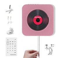 KUSTRON CD Player, Bluetooth Portable CD Player, Wall Mountable Player with Radio,No Battery, Compact USB Connection, Pull-Switch Cable to Turn ON/Off Perfect Decoration in Kitchen/Home/Bedroom(Pink)