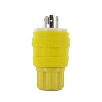 Leviton 26W48 20 Amp, 250 Volt, Locking Plug, Industrial Grade, Grounding, Wetguard, Yellow