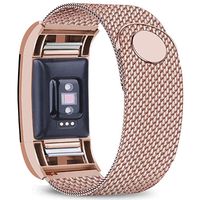 Bopha Replacement Bands Compatible for Fitbit Charge 2 Stainless Steel Metal Bracelet with Unique Magnet Clasp (Large, Rose Gold)
