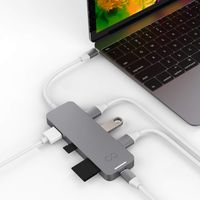 Blucoil USB C Hub with 4K HDMI, 3 x USB 3 Ports, 1 USB C Port with Pass-Through Charging and Card Reader for Type-C Devices - Space Grey (Certified Refurbished)