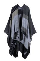 Women Leopard Print Scarf Shawl Winter Cape Poncho Blanket Black One Size