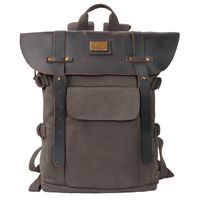 Leather Backpack for Men TOPWOLFS Canvas Backpack Vintage Rucksack fit 15.6" Laptop Books School Travel Bag