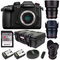 Panasonic Lumix GH5s C4K / 4K UHD 422 10-bit, DC-GH5S Mirrorless with 3-Lens Cine Kit and 128GB Card Bundle