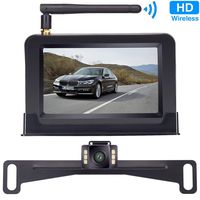 Yakry Backup Camera Wireless 4.3'' Monitor Kit for Car/SUV/Minivan/Pickup Waterproof License Plate Rear View /Front View Camera 6 White Light LED Night Vision Guide Lines ON/OFF