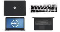 Black Carbon Fiber skin decal wrap skin Case + Semi Black Keyboard Cover for Dell Inspiron 15 5545 5547 5548 5551 5552 5555 15.6" Laptop