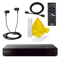 Sony BDPS6700 4K-Upscaling Blu-ray DVD Player with Super Wi-Fi + Remote Control, Bundled with Blu-ray Maintenance Kit + High-Speed HDMI Cable with Ethernet + Ear Buds