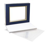 Golden State Art, Double Picture Mats with White Core Bevel Cut for 8X10 Photo Pictures (Mats, Backing, Clear Bags Included), Dark Blue Over Gold, 11x14-10 Pack (Double Mat)
