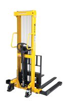 Vestil VHPS-2000-AA Manual Hydraulic Hand Pump Steel Stacker with Adjustable Forks, 2000 lb. Capacity, 62" Length x 54" Width x 79" Height, Yellow / fix height 79" / fix length 62"