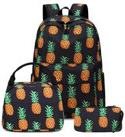 Teens Backpack School Grils Bookbag Schoolbag with Lunch tote and Pencilcase for Kids backpack set (Black)