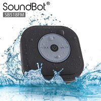 SoundBot® SB518FM FM RADIO Water Resistant Bluetooth Wireless Shower Speaker Hands-Free Portable Speakerphone w/ Smart One Touch Auto-Scan, 6Hrs Music Streaming, Built-in Mic, Detachable Suction Cup