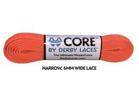 Derby Laces CORE Narrow 6mm Waxed Lace for Figure Skates, Roller Skates, Boots, and Regular Shoes (Fluorescent Orange, 120 Inch / 305 cm)