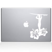The Decal Guru Surfer Guy Decal Vinyl Sticker, 12" MacBook, White (1457-MAC-12M-W)