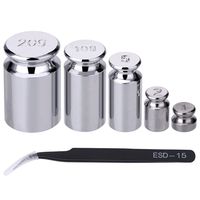 TOODOO 1g 2g 5g 10g 20g Gram Set for Digital Scale Balance and 1 Piece Calibration Weight Tweezer, Silver