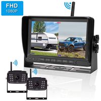 FHD 1080P Digital Wireless 2 Backup Camera for RVs/Trailers/Trucks/Motorhomes/5th Wheels 7''Monitor with DVR Highway Monitoring System IP69K Waterproof Super Night Vision