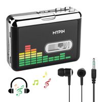 USB Cassette to MP3 Converter, Portable Cassette Audio Music Player Tape-to-MP3 Converter with Earphones and Carry Bag