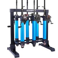ODDSPRO Portable Fishing Rod Rack, Metal Aluminum Alloy Fishing Rod Holder for All Type Fishing Pole and Combos Keep It Steady, Holds Up to 6 Rods, Blue