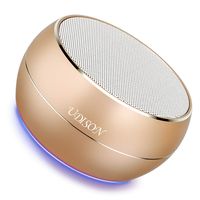 [Miniature subwoofer] Portable Bluetooth Wireless Speakers UDISON Mini Phone Speakers Built-in DSP HD Mic Handsfree Outdoor 3D Stereo Speakers with Lights Support 3.5mm AUX/TF Card/USB Charging -Gold