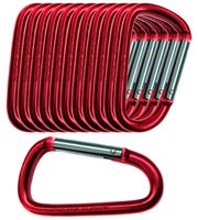 Gold Lion Gear 12 Pack - 3" Red Aluminum Carabiner D Shape Buckle Pack, Keychain Clip, Spring Snap Key Chain Clip Hook Buckle (Red 3" (12 Pack))