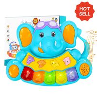 HOMOFY Baby Toys for 6-12 Months Multifunctional Early Educational Baby Elephant Keyboard Piano Toy with Lights/Animal Sounds/Music Gifts Toys for 1 Year Old Kids Toddler Boys & Girls