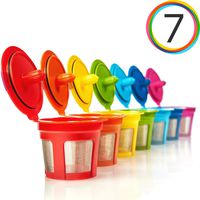 GoodCups 7 Reusable Rainbow Colors K Cups Refillable KCups Coffee Filters for Keurig 2.0, K200, K250, K300, K350, K400, K450, K460, K500, K550, K560 and 1.0 Brewers