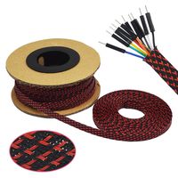 PET Expandable Sleeving Flexo Wire Cable Sleeve (0.48" 100ft Black with Red) Striveday