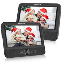 FANGOR 7.5 Dual Screen DVD Player for Car Portable CD Players with 5 Hours Rechargeble Battery, Free Regions, Last Memory, USB/SD Card Reader, AV Out&in ( 1 Player + 1 Screen)