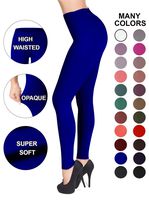 SATINA #1 High Waisted Buttery Soft Leggings | Regular and, Blue, Size Plus Size