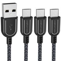 UNBREAKcable Micro USB Cable [3-Pack/ 6.6ft] - Nylon Braided Android Charger Compatible with Samsung Galaxy S7 Edge/S7/S6, HTC, LG, Sony, Xbox One, PS4 & More