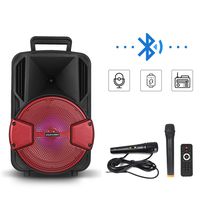 8 Inch Karaoke Speaker Pa System Speaker with USB/TF/FM DJ Speaker with Bluetooth Music Streaming, 1 Wired Microphone and 1 Wireless Microphone Blue