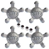 99 Carpro 4PCS Silver Wheel Center Hub Caps with Car Tire Air Valve Caps for Audi Car Styling Decoration Accessories (Silver)