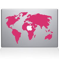 The Decal Guru 0194-MAC-13X-BG World Map Vinyl Sticker, 13" MacBook Pro (2016 & Newer), Pink