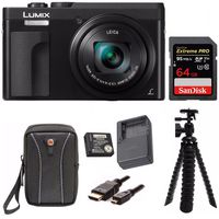 Panasonic DC-ZS70K Lumix 20.3MP, 4K Touch 3" LCD, 180 Degree Display, Panasonic Battery/Charger Pack Bundle