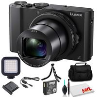 Panasonic Lumix DMC-LX10 Digital Camera (DMC-LX10K) - Bundle - with LED Video Light + Soft Bag + 12 Inch Flexible Tripod + Cleaning Set