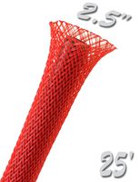Electriduct 2.5" PET Expandable Braid Sleeving Flexible Wire Mesh Sleeve - 25FT (Red)