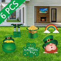 Geefuun St. Patrick's Day Yard Sign Decorations - Leprechaun/Shamrock/Irish Saint Patty's Day Lawn Outdoor Decor with Stakes