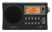 Sangean Portable Digital AM/FM Weather Alert Alarm Clock Radio with Large Easy to Read Backlit LCD Display Built-in Speaker & Flashing Red LED Light with Emergency Siren