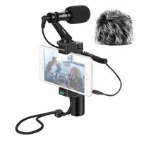 Neewer Smartphone Video Rig with Grip Handle, Microphone, Furry Windshield, Compatible with iPhone Sumsang Huawei, DJI Osmo Mobile 2, Zhiyun Smooth Q Smooth 4 Feiyu Vimble Canon Nikon DSLR Cameras