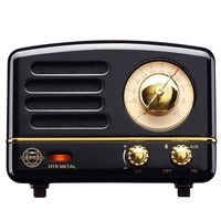 Muzen Portable Wireless High Definition Audio FM Radio & Bluetooth Speaker, Metal Black, Travel Case Included - Classic Vintage Retro Design