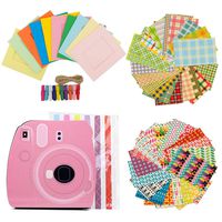 Ngaantyun Bundle Kit Accessories Compatible Fujifilm Instax Mini 7s 8 8+ 9 25 26 50s 70 90 Camera Films (Pink Album, Wall Hang Frames, Sticker Borders, Corner Sticker, Wooden Clips String)