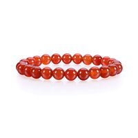 Cherry Tree Collection Gemstone Beaded Stretch Bracelet 8mm Round Beads | Large (Deep Orange - Red Agate)