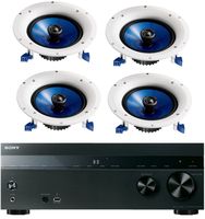 Sony 5.2-Channel 725-Watt 4K A/V Home Theater Receiver + Yamaha High-Performance Moisture Resistant Natural 2-Way 140 watt Surround Sound in-ceiling Speaker System (Set Of 4)