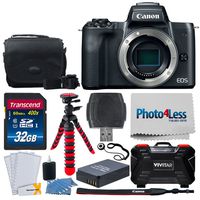 Canon EOS M50 24.1MP Mirrorless Digital Camera Body - 4K & HD Video + 32GB Memory Card + Camera/Camcorder Bag + 12" Flexible Tripod + Battery Replacement + USB Card Reader - Complete Accessory Bundle
